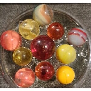 Lot Of 11 Estate Sale Marbles All Orange UV Reactive